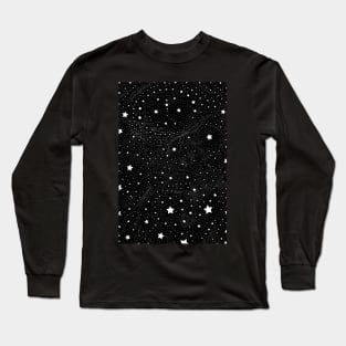 Stars & Space, Black and White Pattern Long Sleeve T-Shirt